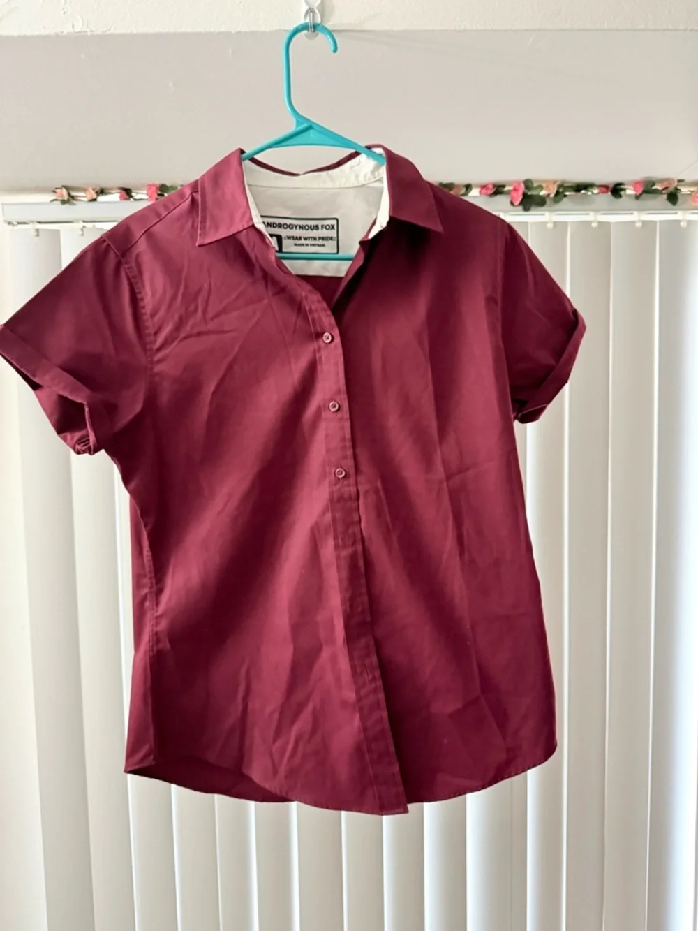 Androgynous Fox SWIFT FOX TWILL BUTTON UP Red Fox Burgundy Size Medium - Picture 2 of 6